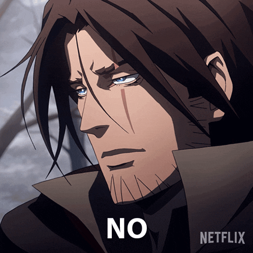 a man with long hair and a beard has the word no above his head