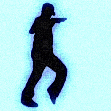 a silhouette of a man in a baseball cap is walking