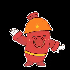 a cartoon fire hydrant wearing a helmet and a yellow star on his head .