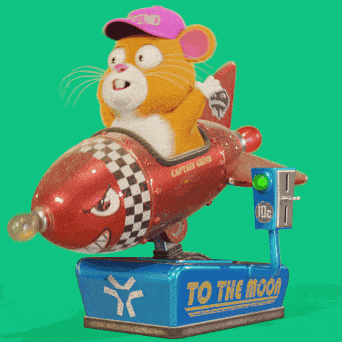 a cartoon mouse is riding a rocket that says grind