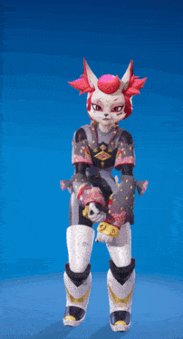 a cartoon character with red hair and a sword