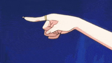 two anime girls are standing next to each other and one is pointing