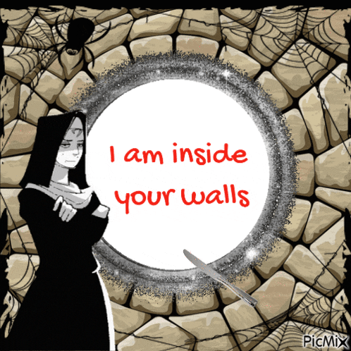 a picture of a nun with the words i am inside your walls written on it