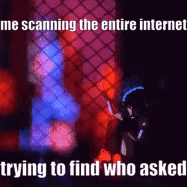 a meme about scanning the entire internet and trying to find who asked