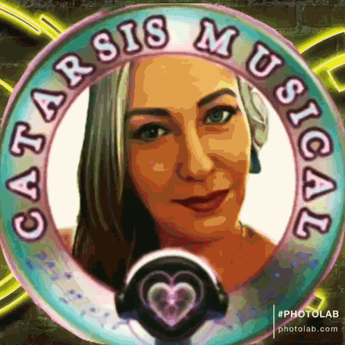 a picture of a woman in a circle with the words catarsis musical