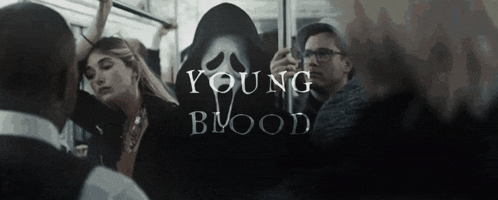 a poster for the movie young blood with a grim reaper