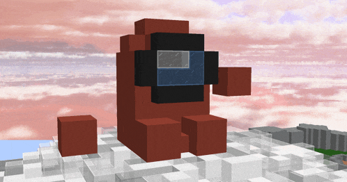 a 3d rendering of an among us character sitting on a snowy surface