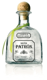 a bottle of patron silver tequila with a cork on top