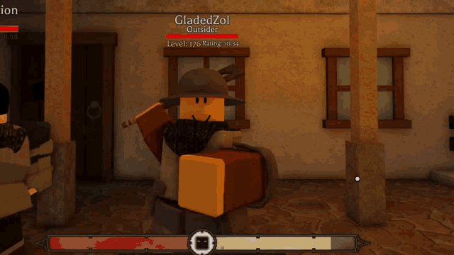 a screenshot of a video game with the name gladedzol outsider on it