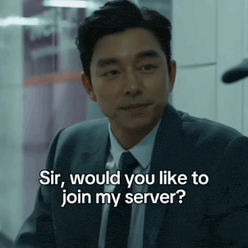 a man in a suit and tie is asking if he would like to join his server