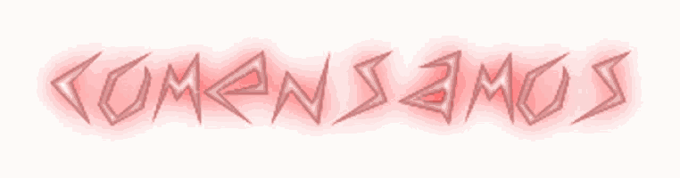 a red background with the word comesamos written in white
