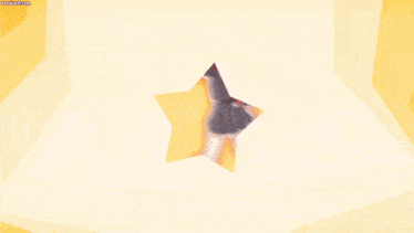 a girl in a school uniform is dancing in front of a yellow and orange background