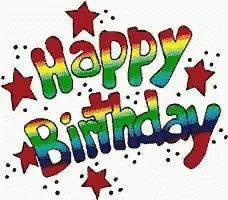 a colorful happy birthday sign with stars on it
