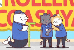 a cartoon of a polar bear and two cats standing in front of a sign that says rollin ' cash