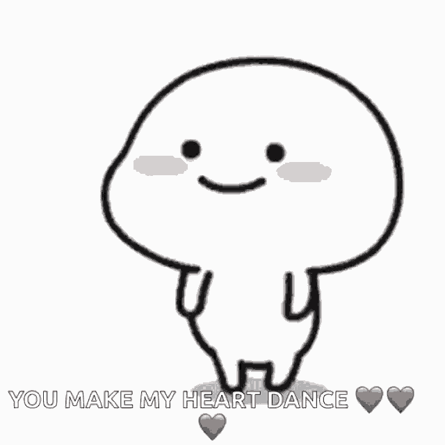 a cartoon character is dancing with the words you make my heart dance below it
