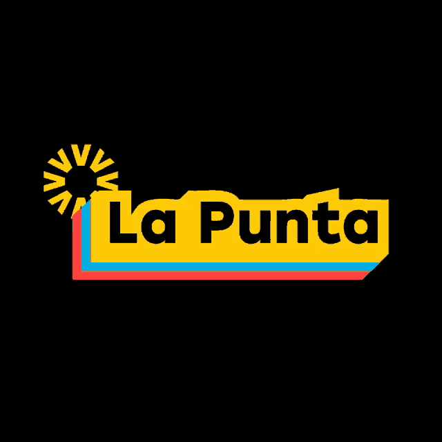 a colorful la punta logo with a sun in the background
