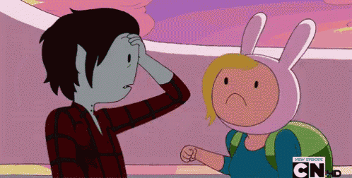 a cartoon of finn and marshall from adventure time with cn + hd on the bottom