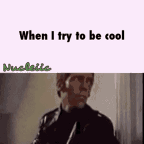 a picture of a man with a knife and the words when i try to be cool on the bottom