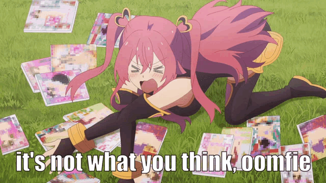 a picture of a girl laying in the grass with the caption it 's not what you think