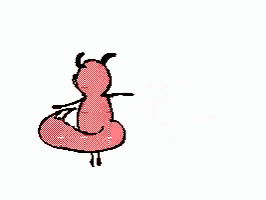 a cartoon drawing of an ant dancing on a white background