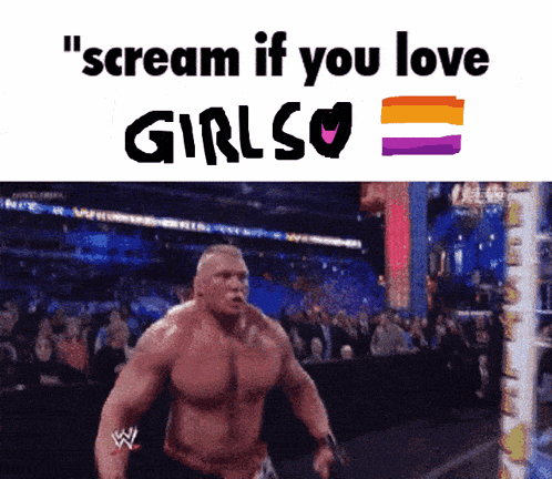 a wrestling ring with the words " scream if you love girlso " above it