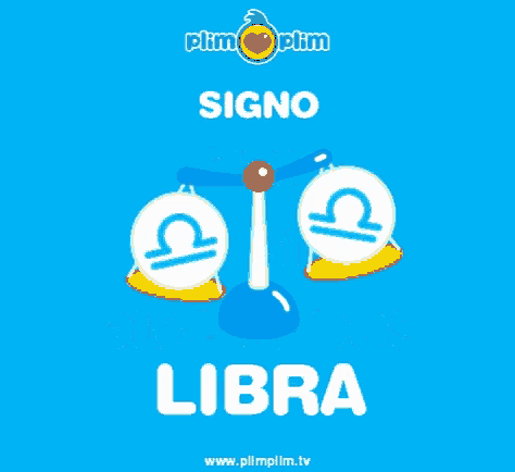 a blue background with a scale and the word libra on it