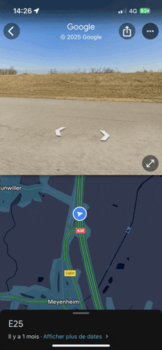 a screenshot of google maps showing a road and a map