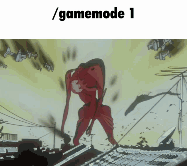 a picture of a robot with the words / gamemode 1 on the bottom
