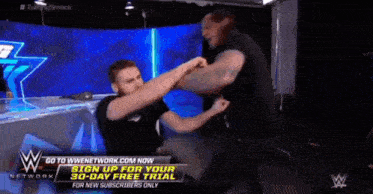 two men are fighting in a wrestling ring with a sign that says go to wwenetwork.com now .