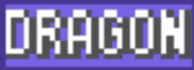 a pixel art of the word dragon on a purple background