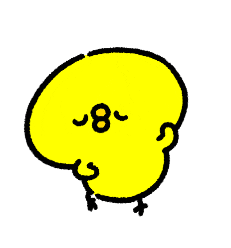 a cartoon drawing of a yellow chicken with the number 8 on its head