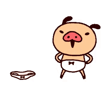 a cartoon pig wearing a diaper and a bow tie is dancing .