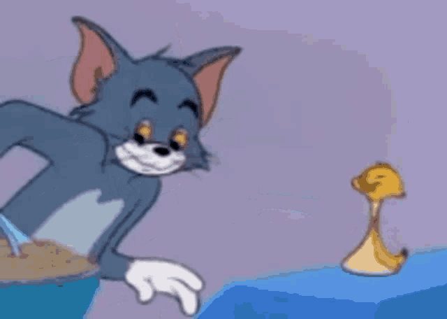 a cartoon of tom and jerry with a spoon in his hand