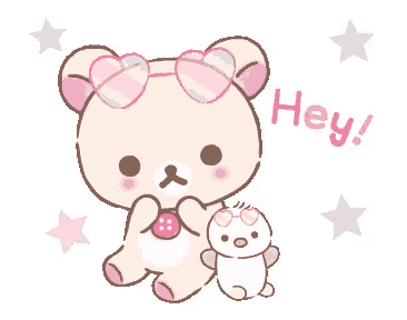 a teddy bear wearing sunglasses holds a penguin and says hey !