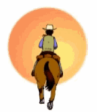 a man in a cowboy hat is riding a horse .