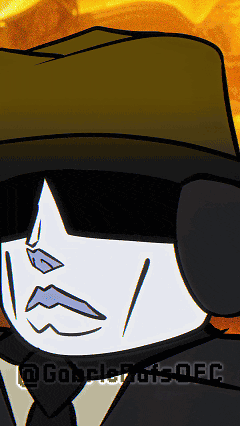 a cartoon of a man wearing a hat and tie with a watermark that says gobblebotsoc