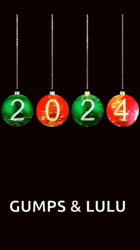 a happy new year greeting card with christmas balls and the year 2024