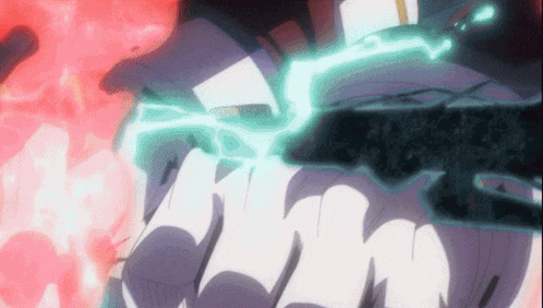 a close up of a person with a lightning bolt coming out of their eyes