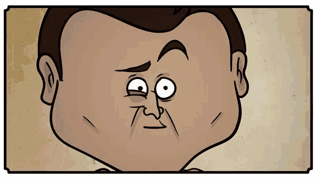 a cartoon drawing of a man 's face with a surprised look on his face