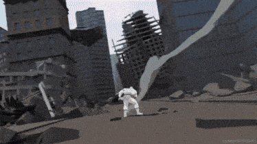 a cartoon drawing of a city with the words land of fights on the bottom right