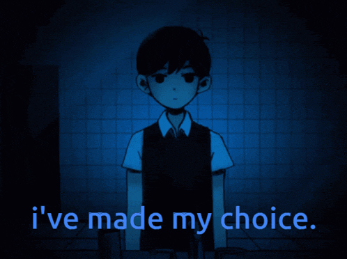 a cartoon of a boy with the words " i 've made my choice " below him