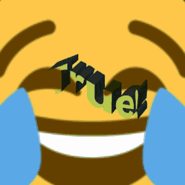 a smiley face with the word true written in 3d