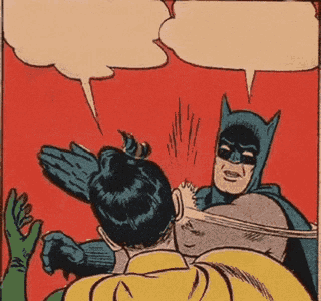 a comic book scene with batman and robin talking