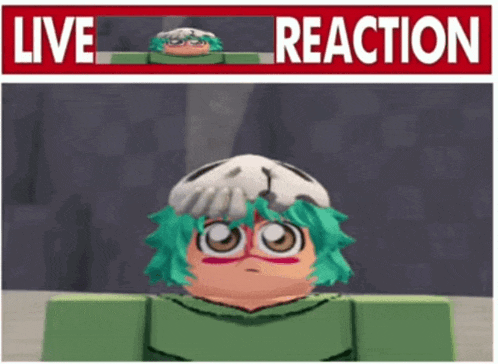 a picture of a cartoon character with a skull on his head and a sign that says live reaction