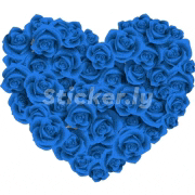 a heart made out of blue roses with sticker.ly written on the bottom