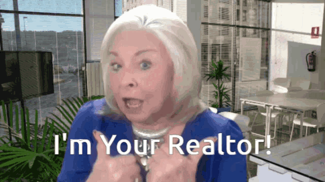 a woman says " i 'm your realtor " in front of a window