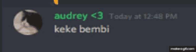 a screenshot of a chat with audrey < 3 today at 12:38 pm