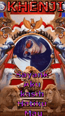 a poster with a lion and the word khenji on top