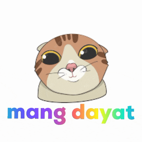 a cartoon drawing of a cat with the words mang dayat written below it