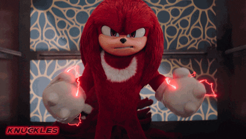 knuckles the hedgehog from sonic the hedgehog is shown with red lightning coming out of his hands
